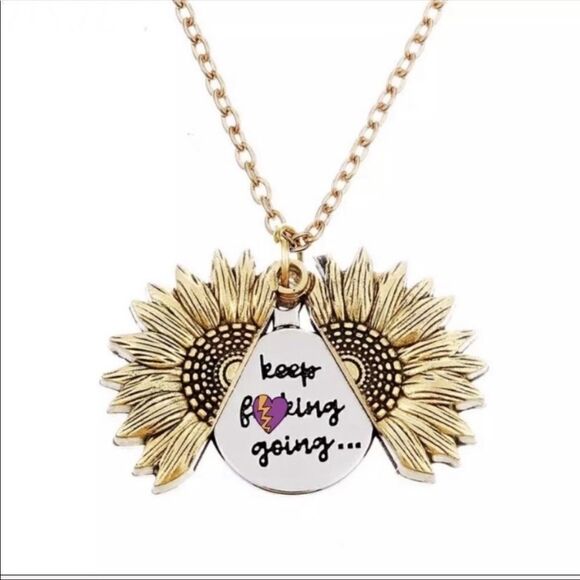 Keep F**king Going Sunflower Necklace Motivational - Picture 2 of 6